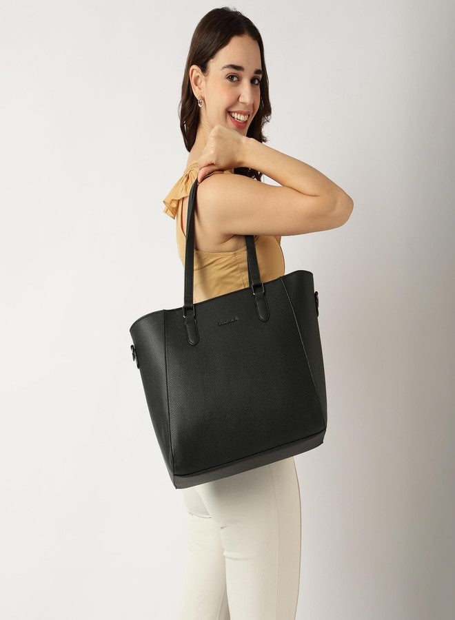 Fastrack 15" Laptop Tote | Faux-Leather Women's Handbags | 15" Laptop Tote for Workwear and College, Black - Image 2
